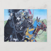 中世の騎士が馬の歴史的な芸術に挑む ポストカード (正面)