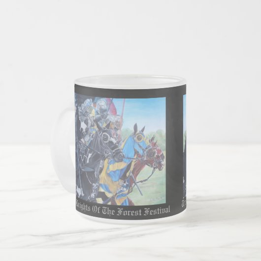 中世の騎士が馬を馬に乗り継ぐ フロストグラスマグカップ (正面左)