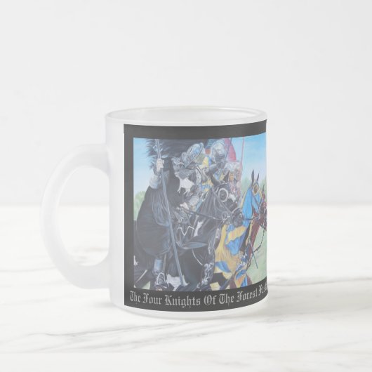 中世の騎士が馬を馬に乗り継ぐ フロストグラスマグカップ (左)