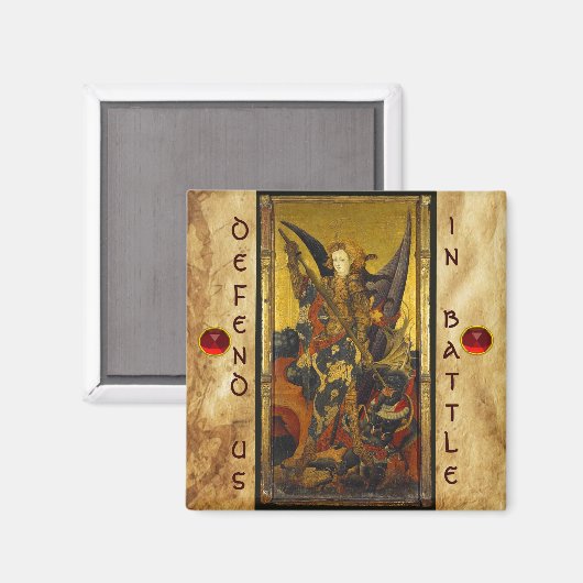 中世の騎士としての聖マイケルの勝利の悪魔 マグネット (正面/裏面)