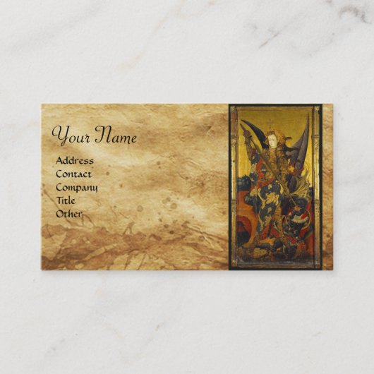 中世の騎士としての聖マイケルの勝利の悪魔 名刺 (正面)