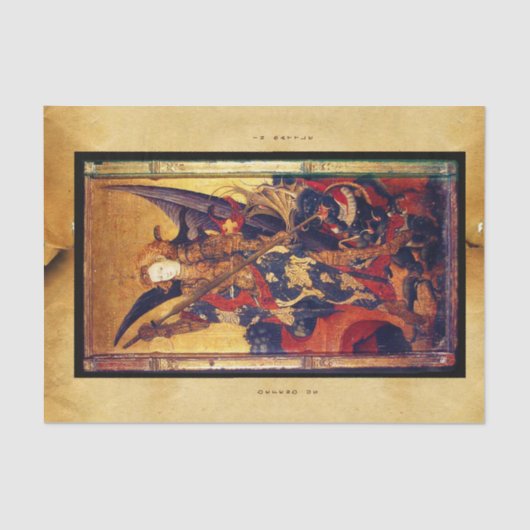 中世の騎士としての聖マイケルの勝利の悪魔 薄葉紙 (正面)