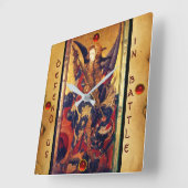 中世の騎士として悪魔を追い払う聖マイケル スクエア壁時計 (傾斜)