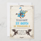 中世の騎士とドラゴンの誕生パーティー 招待状 (正面)