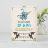 中世の騎士とドラゴンの誕生パーティー 招待状 (スタンド正面)