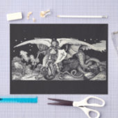 中世の騎士とドラゴンB Wティッシュペーパー 薄葉紙 (クラフト)