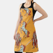 中世の騎士とユニコーンの継ぎ目のない模様 エプロン (インサイチュ)