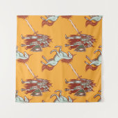 中世の騎士とユニコーンの継ぎ目のない模様 タペストリー (正面(横))