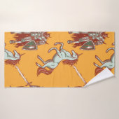 中世の騎士とユニコーンの継ぎ目のない模様 バスタオル (バスタオル)