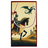 中世の騎士とワイバーンの城の幻想 スモールペーパーバッグ (裏面)