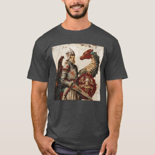 中世の騎士と竜 Tシャツ