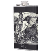 中世の騎士と龍の黒と白 フラスク (左)
