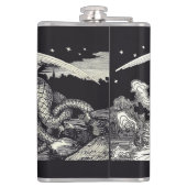 中世の騎士と龍の黒と白 フラスク (裏面)