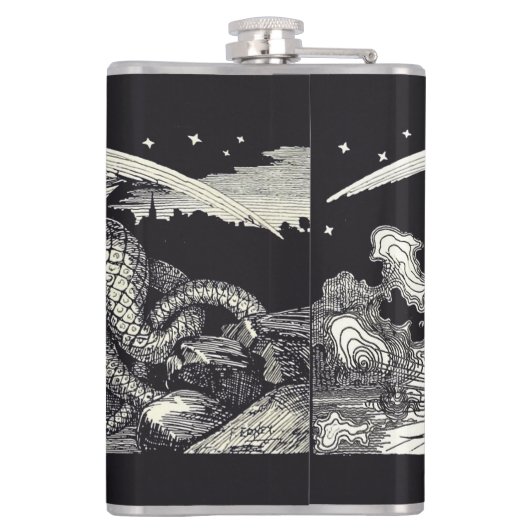 中世の騎士と龍の黒と白 フラスク (裏面)