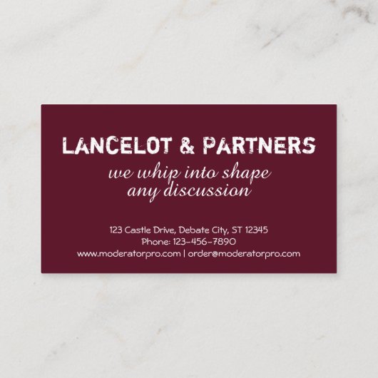 中世の騎士のカスタマイズおもしろい可能 名刺 (裏面)