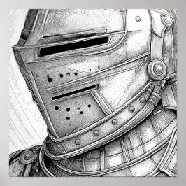 中世の騎士の兜の詳細ぬりえ ポスター