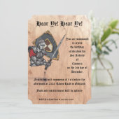 中世の騎士の剣と盾の誕生日 招待状 (スタンド正面)