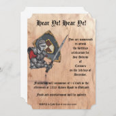 中世の騎士の剣と盾の誕生日 招待状 (正面/裏面)