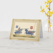 中世の騎士の完全なバーディングと弾薬のジュスティング カード (黄色い花)