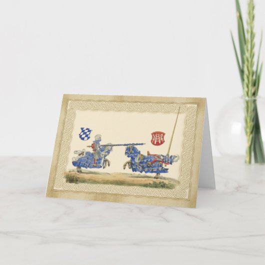 中世の騎士の完全なバーディングと弾薬のジュスティング カード (正面)