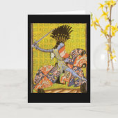 中世の騎士の挨拶状 カード (黄色い花)