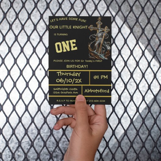 中世の騎士の最初の誕生日招待状 招待状