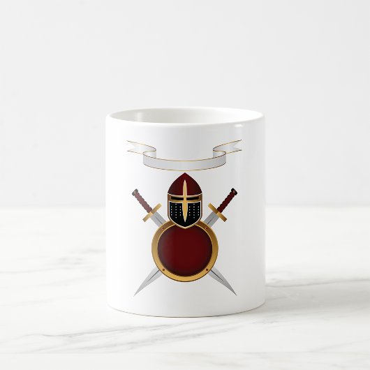 中世の騎士の紋章 ヘルメット 剣 シールド コーヒーマグカップ
