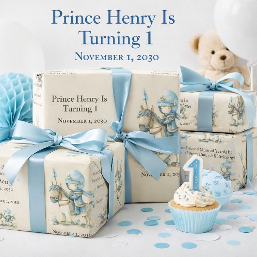 中世の騎士の1歳の誕生日 ラッピングペーパー
