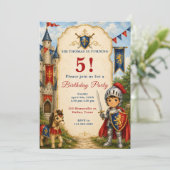 中世の騎士の5歳の誕生日パーティー 招待状 (スタンド正面)