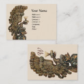 中世の騎士ヘルメット、イーグルウイングモノグラムアイボリー 名刺 (正面/裏面)