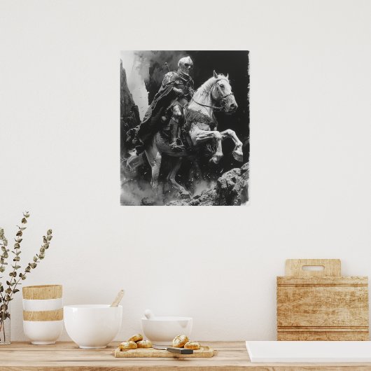 中世の騎士乗馬 – ヴィンテージのイラスト ポスター (キッチン)