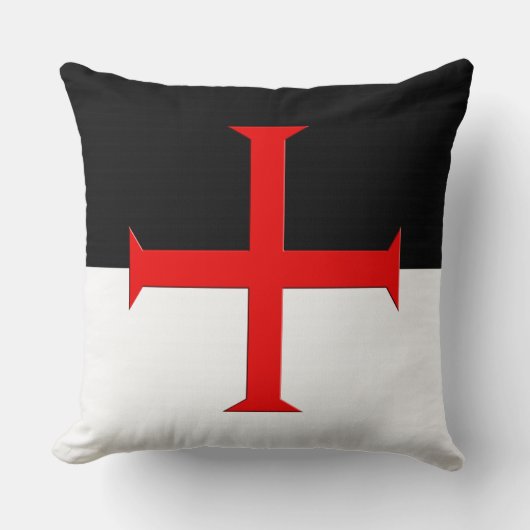 中世の騎士団テンプラール十字旗 クッション (正面)