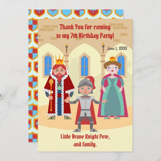 中世の騎士大会男子バースデーパーティー サンキューカード (正面/裏面)
