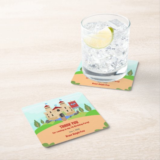 中世の騎士大会男子バースデーパーティー スクエアペーパーコースター (インサイチュ)