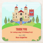 中世の騎士大会男子バースデーパーティー スクエアペーパーコースター (正面)