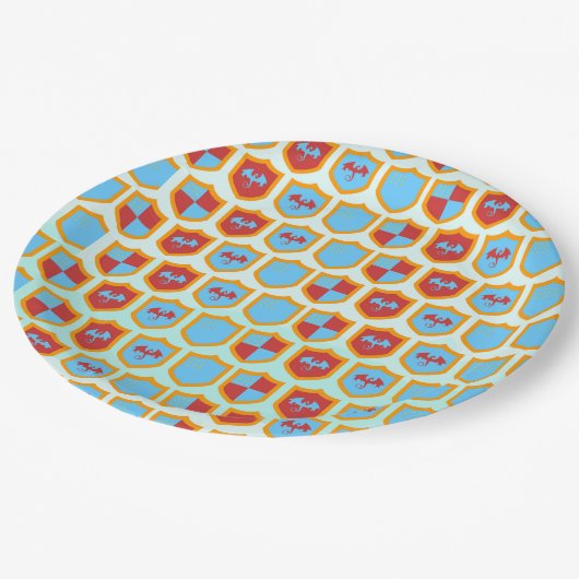 中世の騎士大会男子バースデーパーティー ペーパープレート (アングル)