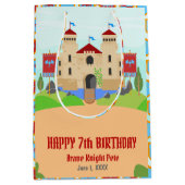 中世の騎士大会男子バースデーパーティー ミディアムペーパーバッグ (正面)