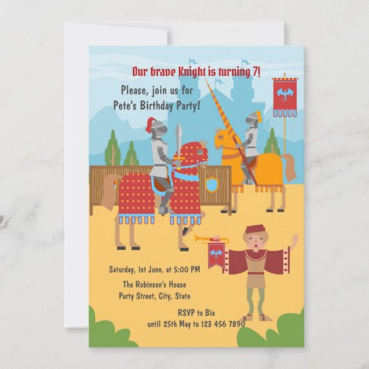 中世の騎士大会男子バースデーパーティー 招待状 (正面)