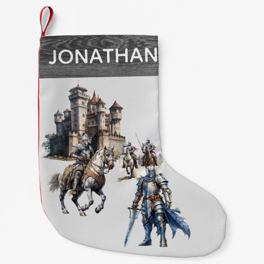 中世の騎士水彩城 スモールクリスマスストッキング (正面)