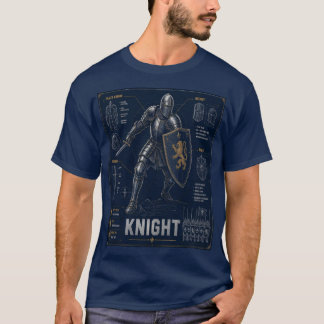中世の騎士設計図Tシャツ | ヨーロッパの鎧 Tシャツ