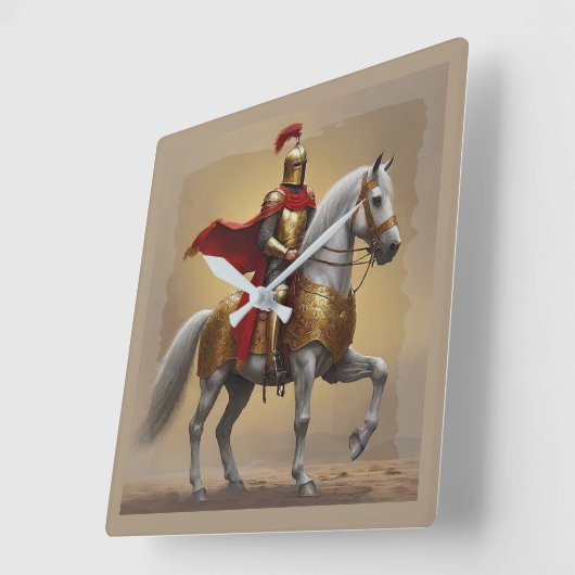 中世の騎士 スクエア壁時計 (傾斜)