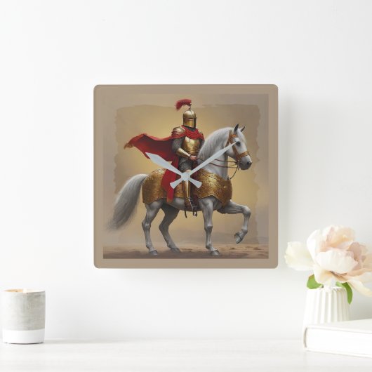 中世の騎士 スクエア壁時計 (ホーム)