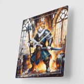 中世の騎士 スクエア壁時計 (傾斜)