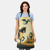 中世の騎士/ドラゴン/城ファンティ エプロン (着用した状態)