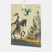 中世の騎士/ドラゴン/城ファンティ ガラスオーナメント (正面左)