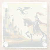 中世の騎士/ドラゴン/城ファンティ ガラスコースター (裏面)