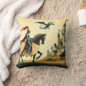 中世の騎士/ドラゴン/城ファンティ クッション (ブランケット)