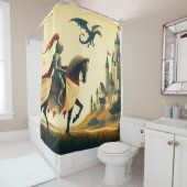 中世の騎士/ドラゴン/城ファンティ シャワーカーテン (インサイチュ)