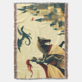 中世の騎士/ドラゴン/城ファンティ スローブランケット (正面縦)