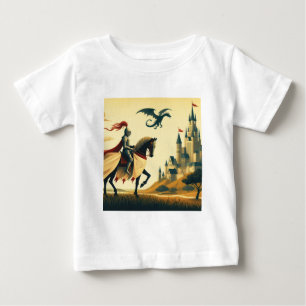 中世の騎士/ドラゴン/城ファンティ ベビーTシャツ